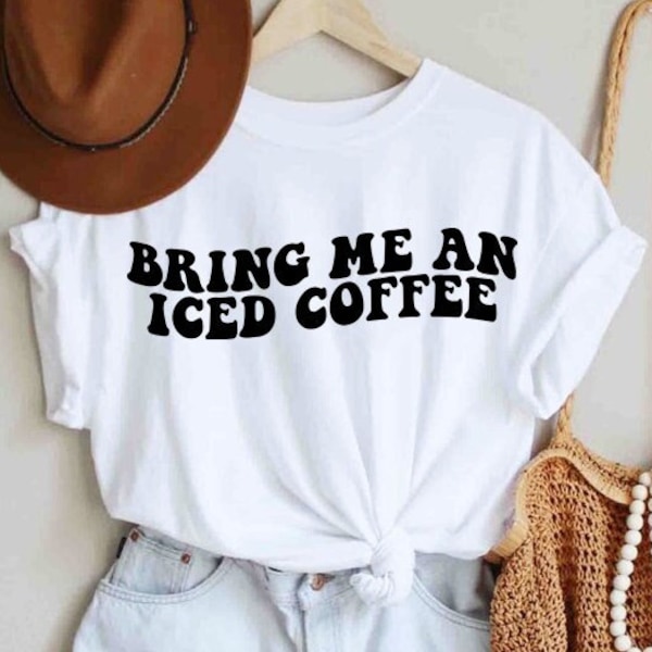 Bring Me Iced Coffee SVG, Coffee Junkie, Coffee Lover, Svg Cut File, Wavy Letters Svg, Silhouette Cut file, Cricut Svg, SVG Digital Download