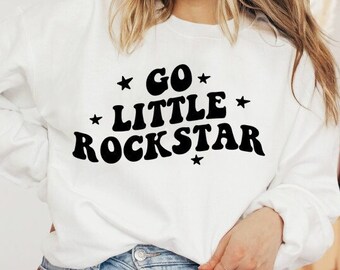 Go Little Rockstar SVG, Good Vibes, Svg Cut File, Wavy letters, Vintage, Retro, Silhouette Cut file, Cricut Svg, SVG Digital Download