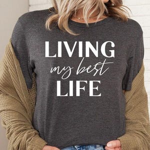 Viviendo mi mejor vida SVG, Cita positiva SVG, SVG inspirador, Letras onduladas SVG, Archivo de corte de silueta, Cricut SVG, SVG digital
