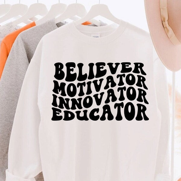 Believer Motivator Innovator Educator Svg, Teacher, Svg Cut File, Wavy Letters Svg, Silhouette Cut file, Cricut Svg, SVG Digital Download