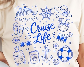 Cruise Life PNG, Summer Vacation PNG, Ocean Travel Design, Summer Vacation, Tropical Cruising, Sublimation Design, PNG Digital Download