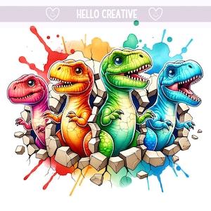 3D Dinosaurier PNG, Dinosaurier Kinder Png, niedlicher Dinosaurier Png, Buntes Design, 3D Loch Png, Dino Png, Sublimationsdesign, PNG Digital Download