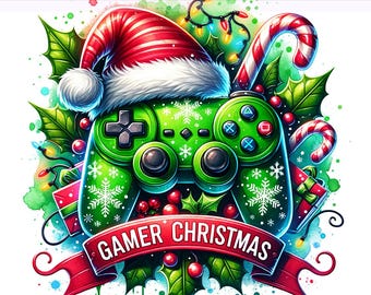 Gamer Christmas PNG, Christmas Game Controller PNG, Christmas Png, Gaming Xmas Png, Sublimation Design, PNG Digital Download