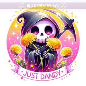 Just Dandy Png, I Love Plants PNG, Grim Reaper Clipart, PNG giardinaggio, dente di leone, clipart Plansts, design a sublimazione, download digitale PNG