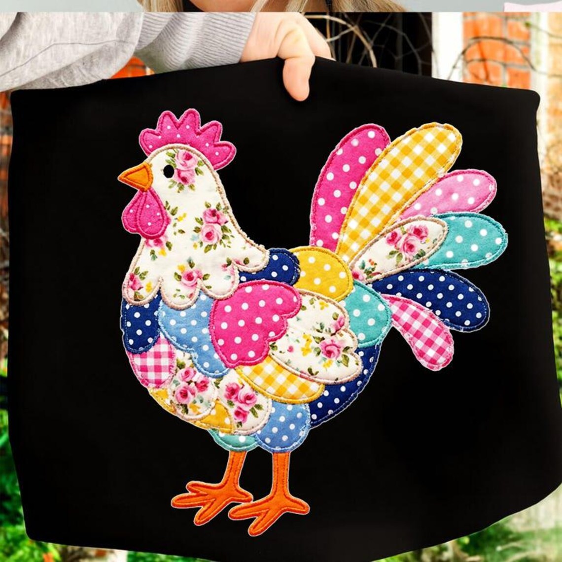 Patchwork Chicken PNG, Quilted Chicken PNG, Farm Animal Png, Quilted ...