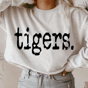 Tigers Typography Design, Sports, Typography, Retro Typewriter, Distressed Design, Sublimation DTF Design, PNG Digital Download
