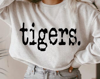 Tigers Typography Design, Sports, Typography, Retro Typewriter, Distressed Design, Sublimation DTF Design, PNG Digital Download