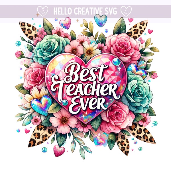 Best Teacher Ever PNG, Teacher Clipart, Teacher Png, Teacher Vibes PNG, Leopard Print Teacher, Sublimation Design, PNG Digital Download