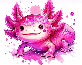 I Love You Axolotl PNG, Axolotl Clipart, Cute Axolotl, Pink Glitter Axolotl PNG, Sublimation Design, PNG Digital Download