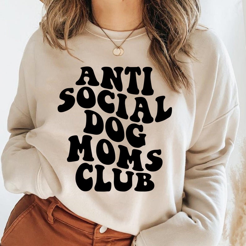 Anti Social Dog Moms Club svg, Cat, Funny Cat, Svg Cut File, Wavy Letters Svg, Silhouette Cut file, Cricut Svg, SVG Digital Download image 1