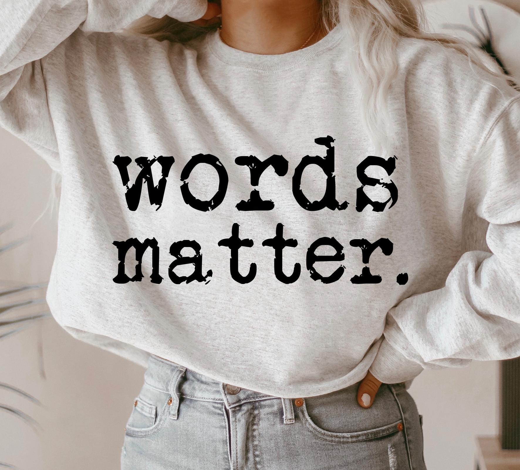 Words Matter Typography Design, Typography, Retro Typewriter, Distressed Design, Sublimation DTF Design, PNG Digital Download