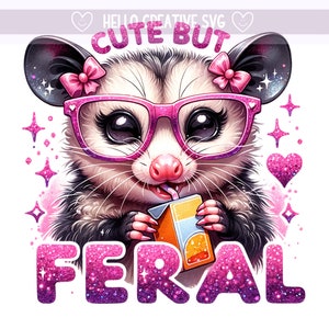 Opossum mignon mais sauvage PNG, drôle de jus de fruits Clipart, opossum de raton laveur sournois, rester trash Png, conception par sublimation, téléchargement numérique PNG