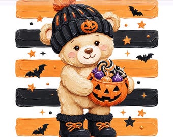 Halloween Miś Teddy Bear Png, Kokietka Halloween Png, Jack O Lantern Png, Niedźwiedź Halloween Png, Projekt Sublimacji, PNG Digital Download