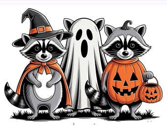 Boo Ghost Raccoon Png, Halloween Raccoon PNG, Autumn Png, Pumpkin Raccoon Png, Spooky Raccoon, Sublimation Design, PNG Digital Download