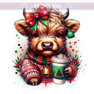 Jałówka Krowa Boże Narodzenie, Farma Drzew PNG, Boże Narodzenie PNG, Boże Narodzenie Highland Cow, Highland Cow Png, Projekt Sublimacji, PNG Pobieranie Cyfrowe