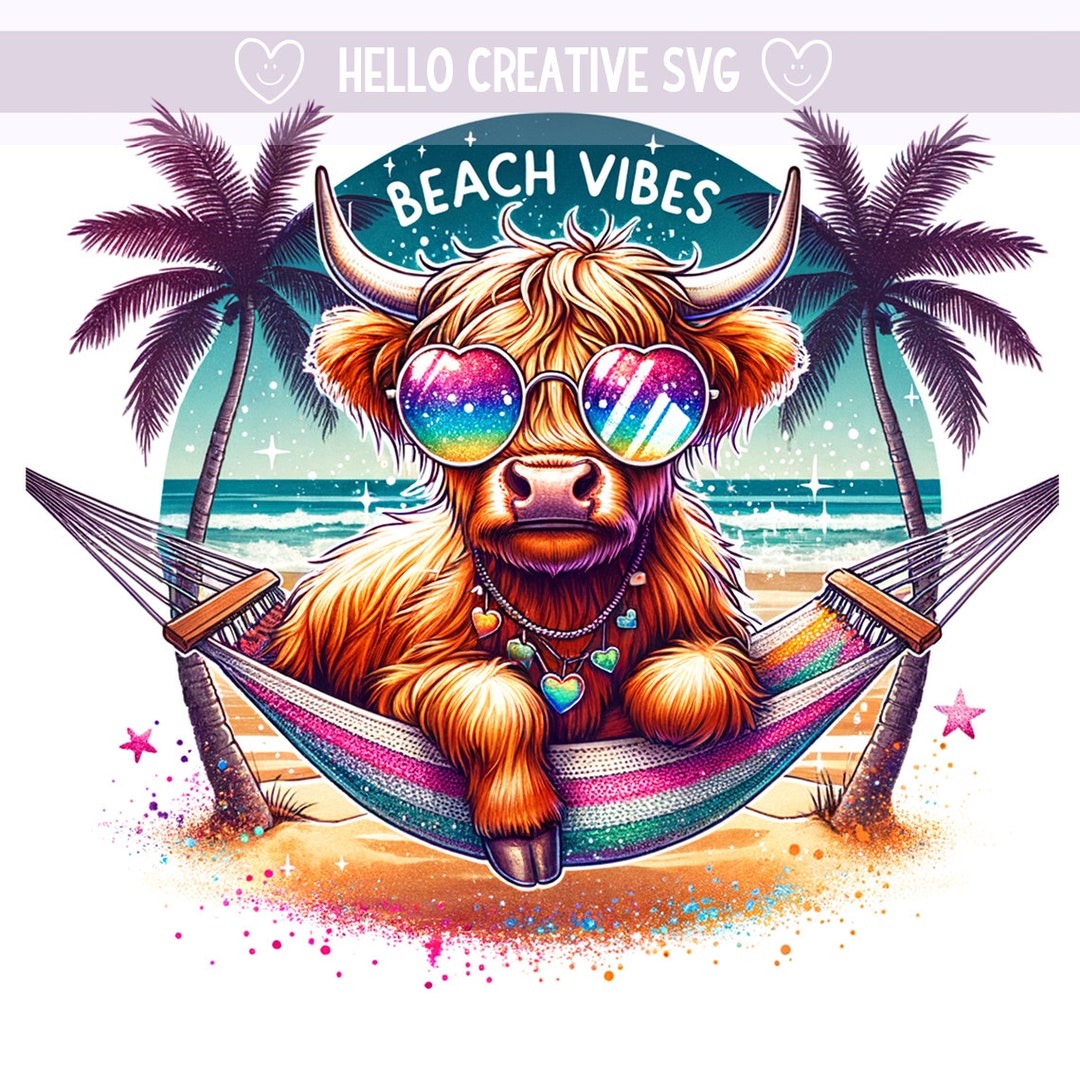 Beach Cow Pattern Background Beach Vibes Highland Cow PNG, Highland Cow Clipart PNG, Summer Highland ...