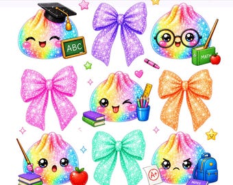 Glitter Dumpling PNG, Kawaii Back To School Dumpling,Rainbow Png, Preppy Shirt Png, Sublimation Design, PNG Digital Download