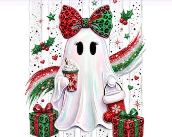 Preppy Ghost Coquette Png, Christmas Ghost Png, Coquette Ghost Png, Christmas Coquette Ghost Png, Sublimation Design, PNG Digital Download