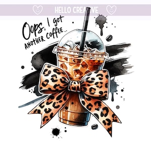 Oops Iced Coffee PNG, Iced Coffee, Coffee Png, Coffee Clipart, Iced Coffee PNG, Funny Phrase Quote, Sublimation Design, PNG Digital Download