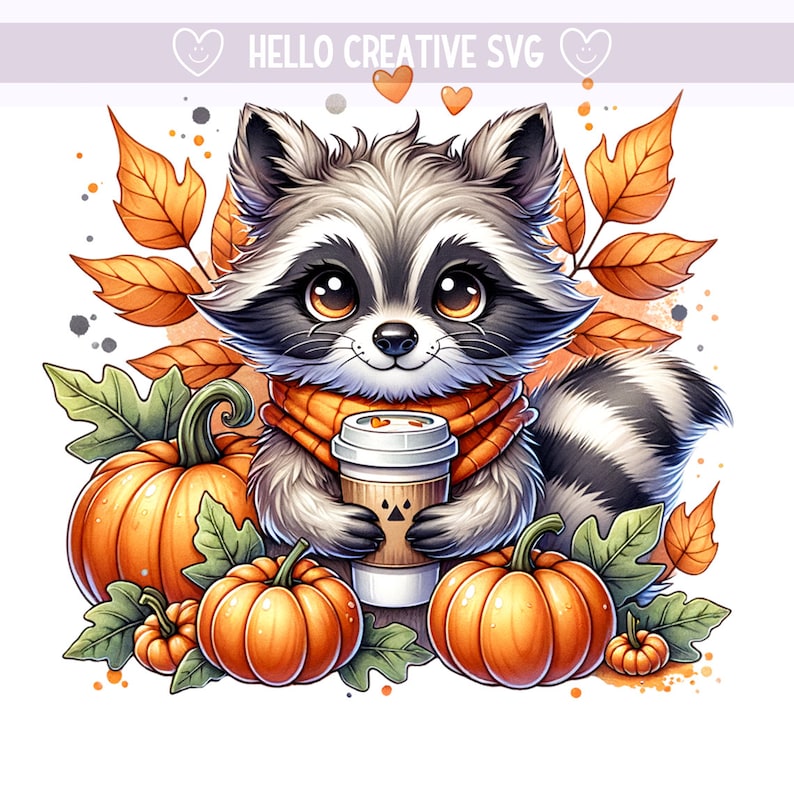 Fall Racoon Decor Raccoon Fall PNG, Funny Raccoon Fall Clipart, Raccoon Halloween ...