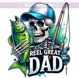 Carrete Gran Papá Pesca Clipart, Carrete Cool Papá PNG, Pesca Clipart, Pescado PNG, Pescado Grande, Pescado Bajo, Diseño de Sublimación, PNG Descarga Digital