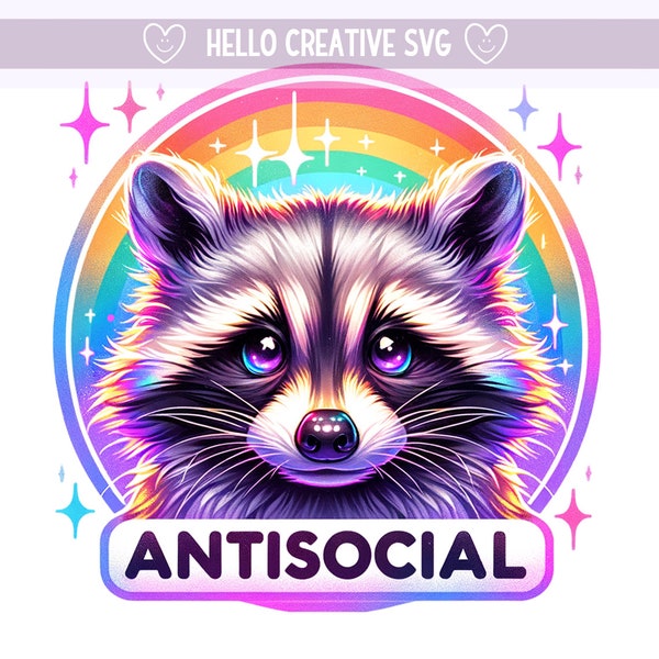 Antisocial Raccoon Clipart, Cute Raccoon PNG, Anti Social PNG, Raccoon Clipart, Stay Trashy Png, Sublimation Design, PNG Digital Download