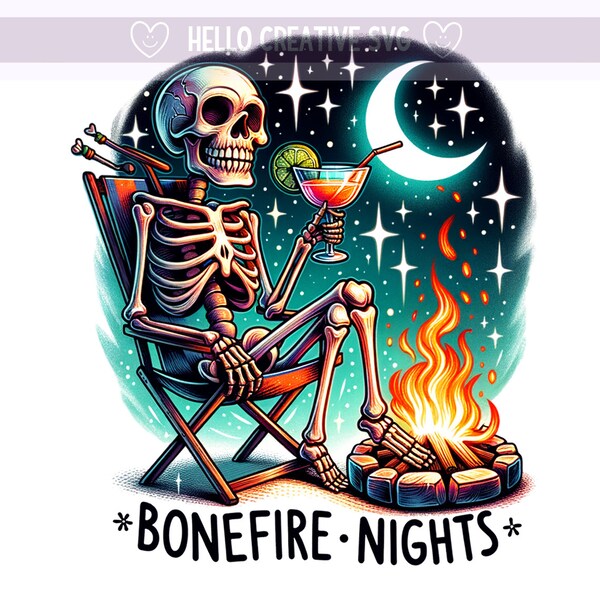 Bonefire Nights PNG, Summer Bonfire PNG, Summer Skeleton Clipart, Snarky Skeleton, Sarcastic png, Sublimation Design, PNG Digital Download