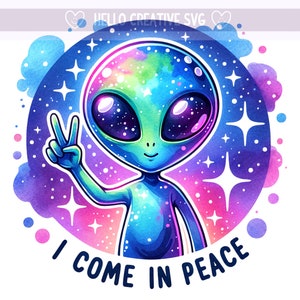 Ik kom in vrede PNG, sarcastische buitenaardse clipart, sarcasme png, snarky alien, sarcastische png, sublimatieontwerp, PNG digitale download