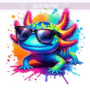 Axolotl png, funky coole axolotl, axolotl png, axolotl clipart, schattige axolotl, coole axolotl png, sublimatieontwerp, png digitale download