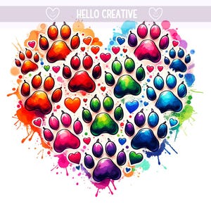 Colorful Paws Png, Heart Png, Dog Mama Png, Dog Lover Png, Dog Paw Png, Dog Png, Sublimation Design, PNG Digital Download