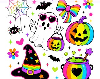 Preppy Ghost Coquette Png, Kokarda Coquette Ghost, Tęczowe Halloween, Kokietka Halloween, Neon Ghost, Projekt Sublimacji, Pobieranie Cyfrowe PNG