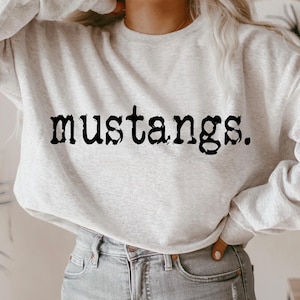 Mustangs Typography Design, Sports, Typography, Retro Typewriter, Distressed Design, Sublimation DTF Design, PNG Digital Download