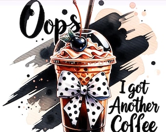 Oeps ijskoffie PNG, ijskoffie, koffie png, koffie clipart, ijskoffie png, grappige zin citaat, sublimatie ontwerp, digitale download png