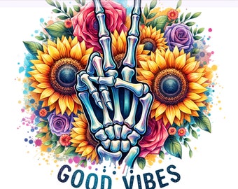 Good Vibes PNG, Good Vibes Skeleton Clipart, Snarky Skeleton PNG, Skeleton Png, humour adulte, Sublimation Design, téléchargement numérique PNG