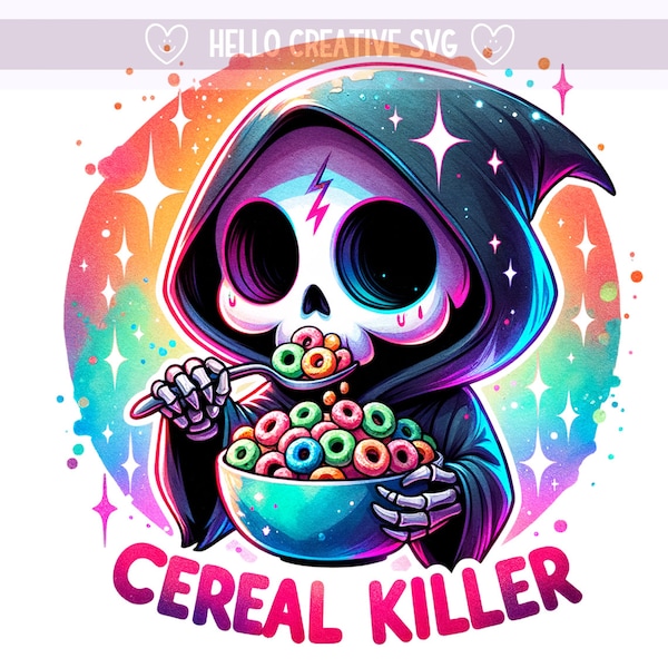Cereal Killer PNG, Grim Reaper Clipart, Snarky Skeleton PNG, Sarcastic Png, Spooky png, Sublimation Design, PNG Digital Download