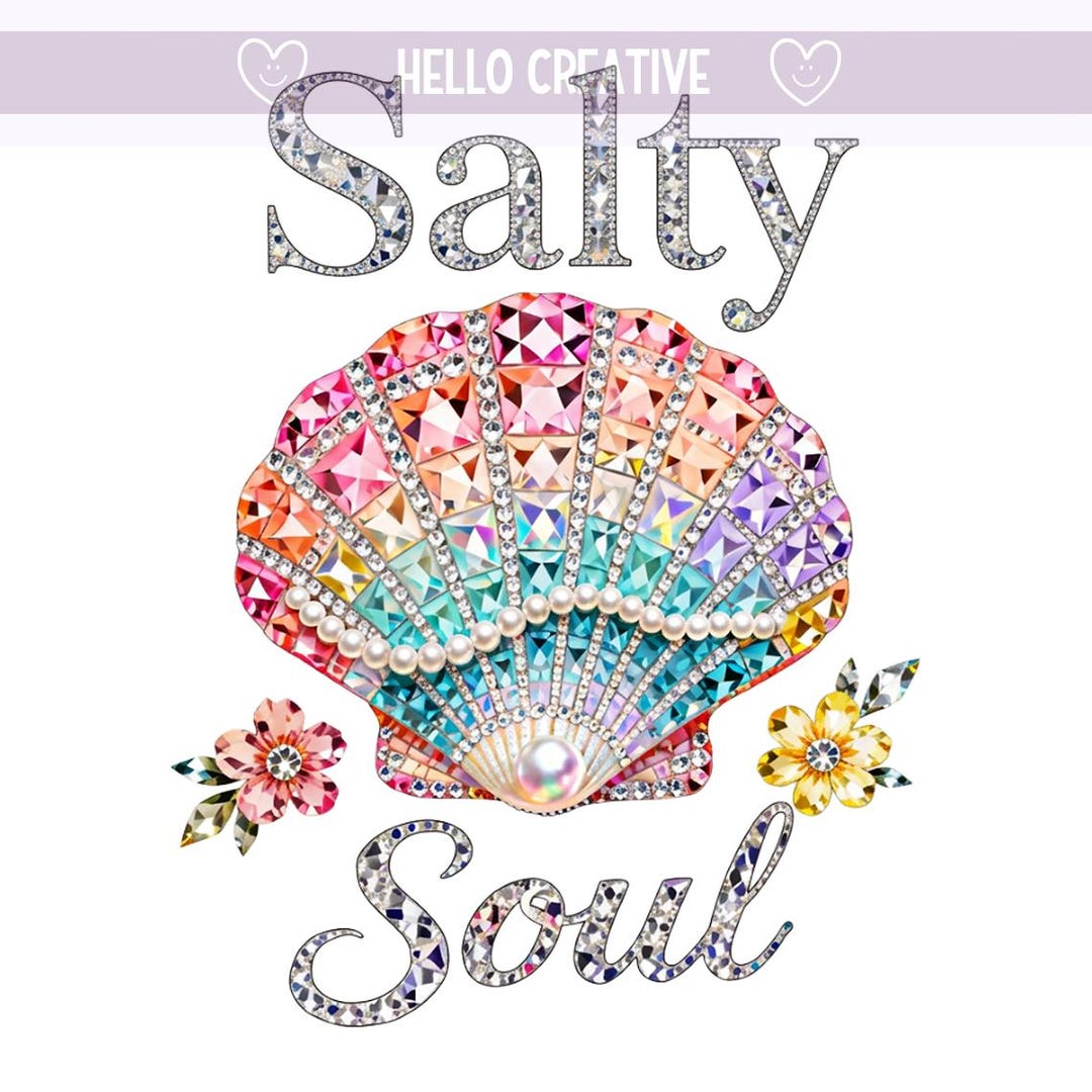 Salty Soul PNG, Seashell Rhinestone Summer PNG, Sparkle Bling Crystal ...