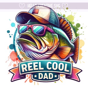 Reel Cool Dad Fishing Clipart, Reel Cool Dad PNG, Clipart de pesca, Pescado PNG, Pescado grande, Pescado bajo, Diseño de sublimación, Descarga digital PNG
