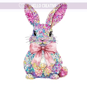 Glittrande Dazzle Bunny Coquette, påskhare, strasshare, vårpåskharar, påsk PNG, sublimeringsdesign, PNG digital nedladdning