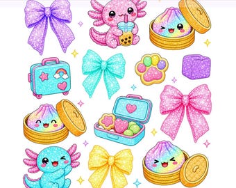Kawaii Squishy Png, Glitter Dumpling Squishy, Butter Squishy, Cute Squishy, Cute Axolotl, Sublimation Design, PNG Digital Download