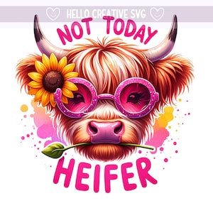 Hoy no vaquilla PNG, imágenes prediseñadas divertidas de la vaca de las tierras altas, imágenes prediseñadas de la vaca de las tierras altas, diseño de sublimación, descarga digital PNG