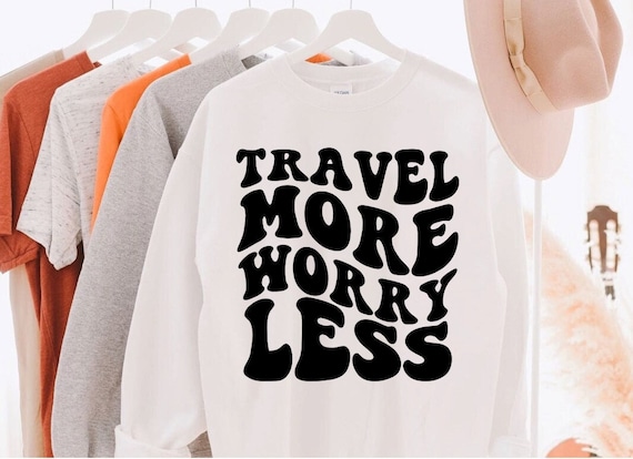 Worry Less Travel More Inspirational Graphic Vector Image