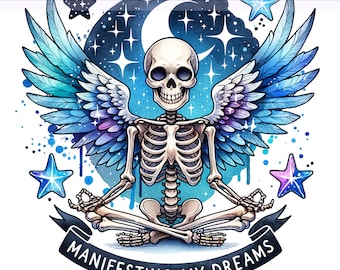 Manifesting My Dreams PNG, Funny Skeleton png, Snarky Skeleton Clipart, Funny Tired Skeleton, Sublimation Design, PNG Digital Download