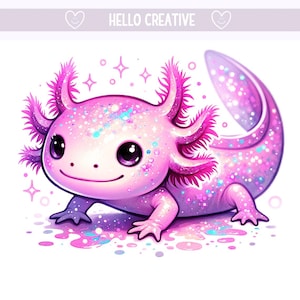 Ti amo Axolotl PNG, Axolotl Clipart, Axolotl carino, Axolotl rosa glitterato PNG, Design a sublimazione, Download digitale PNG