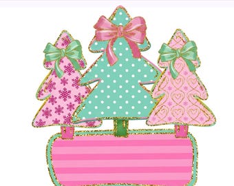 Personalized Glitter Coquette Christmas Tree Png, Christmas Kids Name PNG, Kids Christmas Png, Brushstroke (Digital Download)