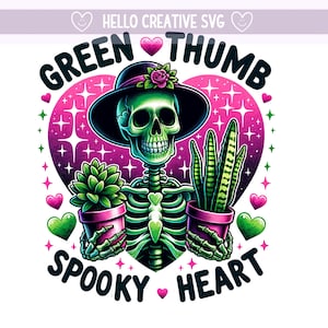 Green Thumb Spooky Heart PNG, I Love Plants Png, Grim Reaper Clipart, Gardening PNG, Sublimation Design, PNG Digital Download