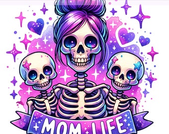 Mom Life PNG, Skeleton Mom Clipart, Mama Leopard Skull Png, Mothers Day Clipart, Mama Clipart, Sublimation Design, PNG Digital Download