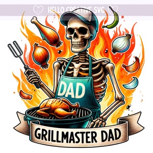 Grillmaster papa PNG, Flippin Awesome papa PNG, papa grap clipart, skelet PNG, papa PNG, sublimatie ontwerp, PNG digitale download