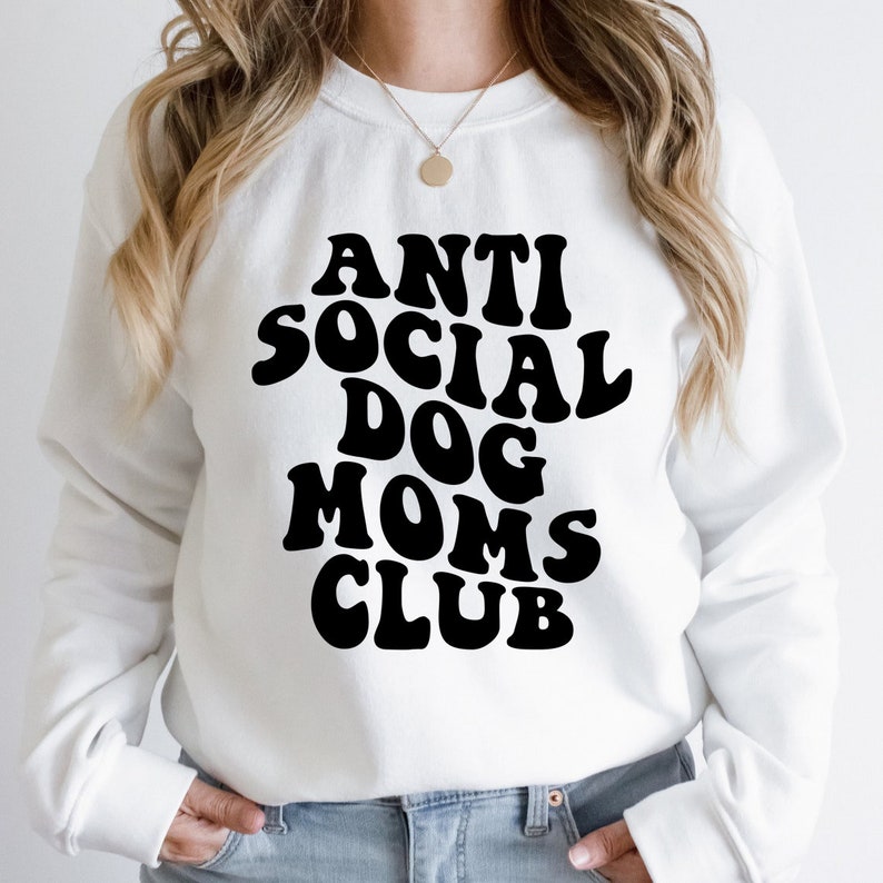 Anti Social Dog Moms Club svg, Cat, Funny Cat, Svg Cut File, Wavy Letters Svg, Silhouette Cut file, Cricut Svg, SVG Digital Download image 2