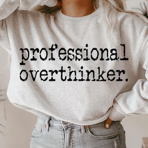 Professional Overthinker Typography Design, Typography, Retro Typewriter, Distressed Design, Sublimation DTF Design, PNG Digital Download