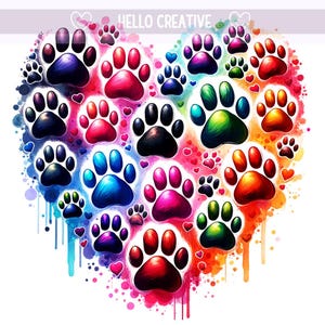Colorful Paws Png, Heart Png, Dog Mama Png, Dog Lover Png, Dog Paw Png, Dog Png, Sublimation Design, PNG Digital Download